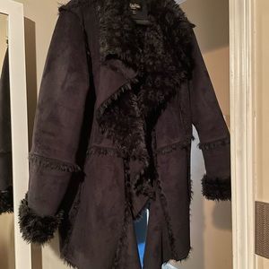 Fabulous Furs Faux suede fur patchwork coat-Plus Size. Beautiful!